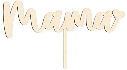 Alsino Cake Topper Tortenstecker Tortenddeko Muttertag Schriftzug Mutter - aus nachhaltigem Holz, (LA-193) Mama