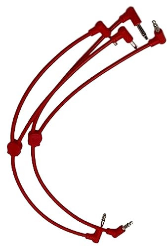 Starving Students Music Supplies Luigi's Modular M-Doppio Mini Y Right Angled Splitter Patch Cables 15cm x 30cm - 2 Pack (Red) - 3.5mm Splitter for Eurorack Modular Synthesizer