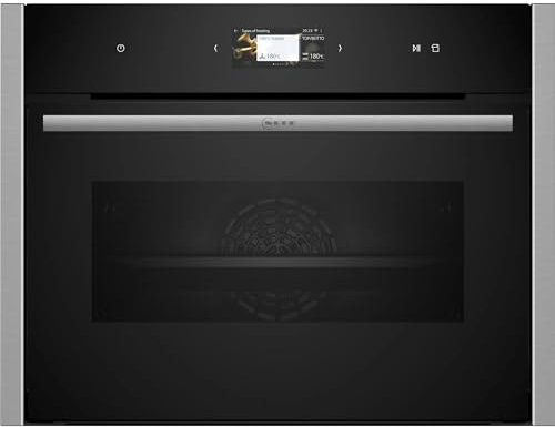 Neff C24FS31N0, N90, forno da incasso compatto con Full Steam, 60 x 45 cm, in acciaio inox, display Full Touch TFT a colori e grafico, Home Connect, Soft Opening e Soft Close