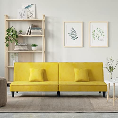 KTHLBRH Schlafsofa Gelb Samt, Wohnzimmersofa, Sitzmöbel Möbel für das, Sofas & Couches Perfekte Ergänzung für Ihr Wohnzimmer oder Gästezimmer