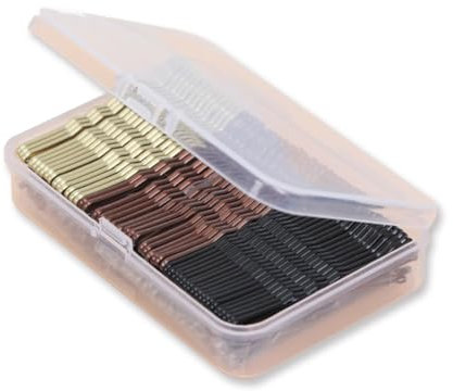 GNALIA 150 Pièces Épingles À Cheveux 5Cm Pince Chignon En Métal Noir À Pointe Fine Et Durable Pour Tous Les Types De Cheveux(Noir Marron Or)