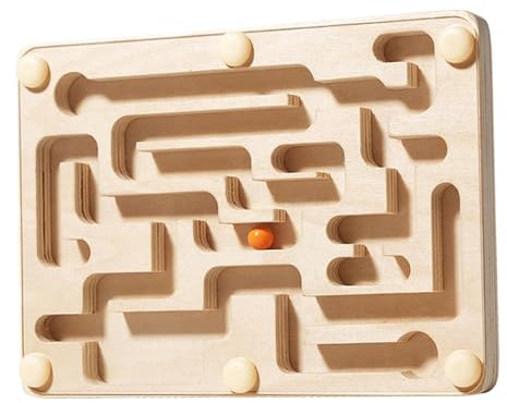 F Fityle Holzlabyrinth-Spiel Spielzeug, Natur Holz Labyrinth Spiel, Brettspiel Kinder Labyrinth, Wooden Labyrinth Board Game, Balance Educational Toys, Puzzle Logical Game für Kinder Jungen Mädchen