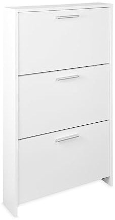 amuéblate online Zapatero, Mueble para Zapatos Estrecho, Modelo Alaska, Acabado en Color Blanco, Madera, 115 cm (Alto) x 68,5 cm (Ancho) x 17 cm (Fondo)
