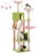 PETEPELA Tall Cat Tree 70.9, Large Cat Tree for Indoor Cats, Multi-Level Plush Cat Condo with 6 Scratching Posts, 2 Scratching Boards, 2 Perches, 2 Caves, Hammock, 2 Pompoms Pink