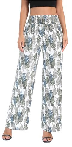 Urban CoCo Palazzo-Hose im Boho-Stil für Damen, weites Bein, Strandhose, hoher Taillenbund, Loungehose mit Taschen, #30, X-Groß