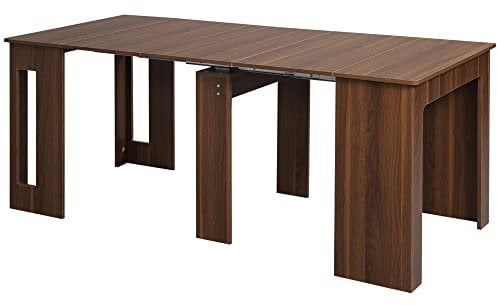 HOMCOM Mesa de Comedor Extensible para 4-6 Personas Mesa Consola con Alas Abatibles Mesa Auxiliar Multifuncional para Estudio Cocina Carga 60 kg 180x85x75 cm Marrón