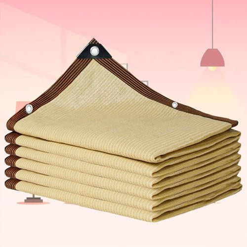 Filet Ombrage Serre Tunnel Voiles d'ombrage pour Patio Voile D Ombrage Ajourée Filet d'ombrage Filet Anti Chaleur Filet Anti Feuille Piscine Coupe Vent,beige-5x7m
