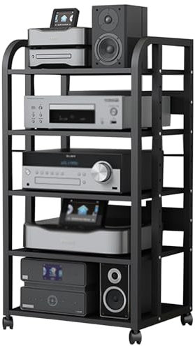 mobile stereo hi fi rack hifi Supporti stereo mobili per il soggiorno, 2 3 4 5 strati Mobile multimediale per archiviazione audio Altezza regolabile, Camera da letto Teatro di casa Rack angolare per d