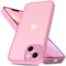 Mootobo for iPhone 13 Case 6.1-Inch, Matte Shockproof Bumper Phone Cover, Military-Grade Protection Ultra Slim 360°Full Body Frosted Translucent Back Phone case for iPhone 13(Pink)