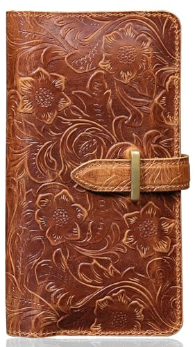 RMAWRAD Doppel-Handy-Holster, echtes Leder, stoßfest, Braun