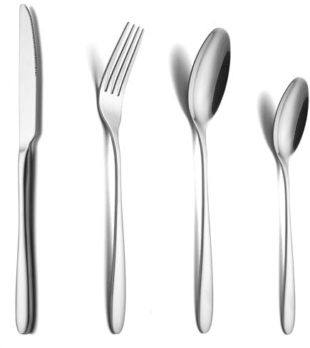 COPOTIO Set di posate 24 pezzi per 6 persone, in acciaio inox con cucchiaio forchetta coltello