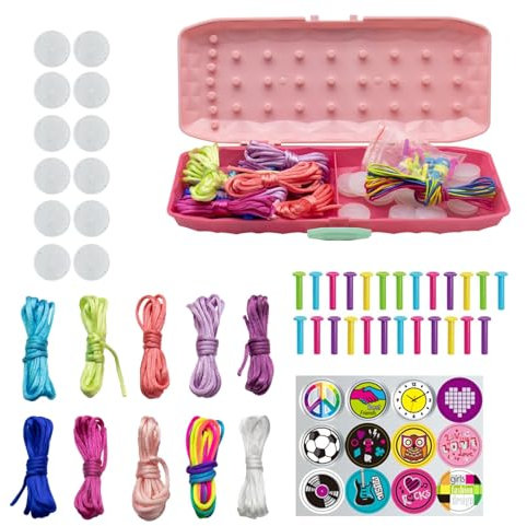 HTRTRR Kit Braccialetti Fai da Te per Bambini – Set 54 Pezzi con Telaio, Fili Colorati, Adesivi e Chiusure – Regalo Creativo per Bambine dai 6 ai 10 Anni