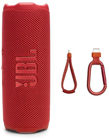 JBL Flip 7 Portable Bluetooth Speaker, Waterproof and Drop-Proof - Red | Up To 16 Hours Playtime, IP68 Dustproof Build, Clip-On Loop, USB C Lossless Audio, Links With Other Speakers For Outdoor Use