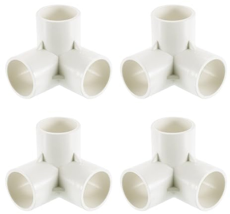 sourcing map Lot de 4 raccords coudés en PVC de 2,5 cm à 3 voies pour fournitures d'eau pour meubles en PVC, étagères, serres, tente, connexion blanc