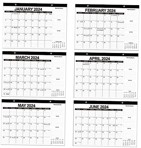 EXCEART 2024 Wandkalender Eleganter Monatskalender Für Büro Und Haushalt Hängend Klassisches Schwarzes Design 18 Monate Januar 2024 Bis Juni 2025 Ideal Für Planung Und Organisation