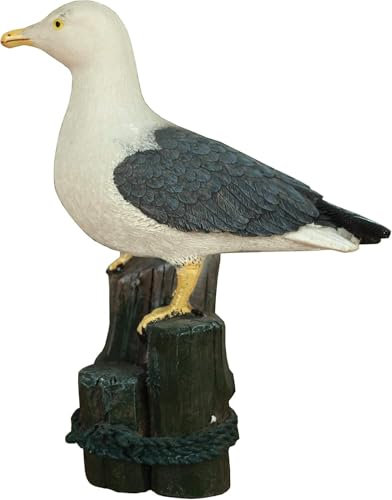 Generisch Maritime Deko Figur Möwe auf 3er Poller 18x14,5x6cm Gartendeko CG-B