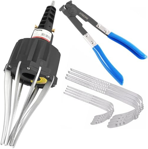 TECPO Druckluft-Montagewerkzeug, Montage-Set für Achsmanschetten, Spezialzange für Achsmanschetten & 8 Schellen, Spreizbereich 20-110 mm, Robustes & langlebiges Werkzeug, Achsmanschetten-Montage-Satz