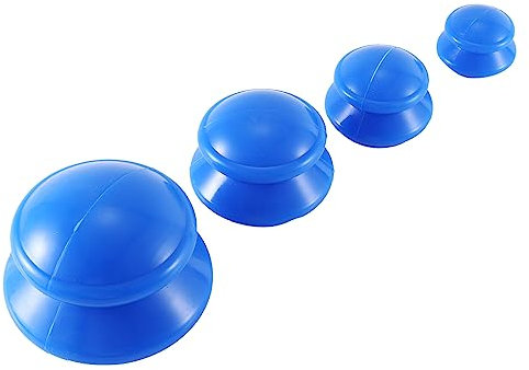 Quystetes Azul Latas de VacíO Masaje Ventosas de Silicona Absorbente de Humedad Ventouse Anti Celulitis Fisioterapia Dispositivo de Cuidado de 4 Piezas