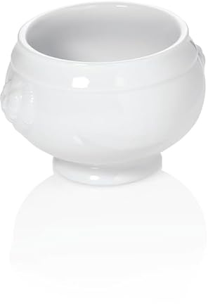 6x Löwenkopfterrine 500 ml, weiß, Porzellan Schüssel