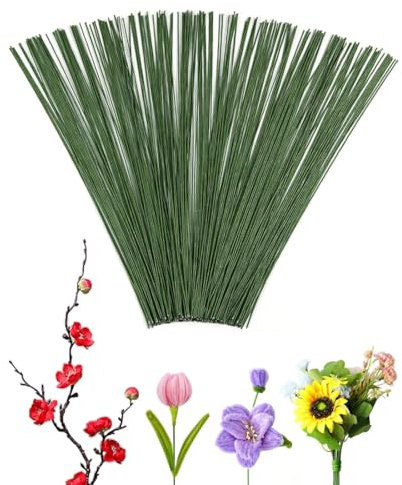 VURYAPI 100 Piezas Herramienta Florales, Alambre Verde para Floristas, 40cm Alambre de Tallo Floral, WirepPara Flores, Alambre Floral Wire, Floristas Alambre de Tallo Floral(verde scuro
