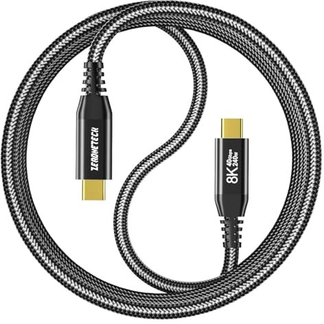 ZeroneTeck USB C Monitor Cable 1,5m [8K@60Hz/Dual 4K@60Hz] Video Output, 40Gbps High Speed Data Transfer, USB 3.2 Gen 2 Display Video Cable 240W Charging