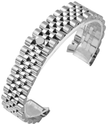 BoBoHome 5-Perlen Gekrümmtes Massivmetall Uhrarmband Klassische Edelstahl-Uhrkette Zubehör für Rolex Oyster Perpetual Datejust - Silber 17MM