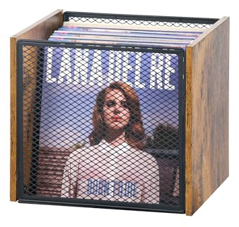 ZOESTORAGE Vinyl Record Storage Crate,Vinyl Record Stand for 50-60LPs,Record Holder for Folders,Books,Photo Albums, Rustic Brown