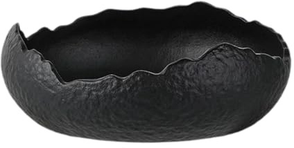 Ronyme Ceramic Bowl Salad Bowls Centerpiece Decor Tableware Irregular Soup Bowls Dessert Bowl for Fruit Appetizers Salad Desserts, Black, Plate