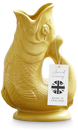 Wade Fish Jug, Handcrafted in Stoke-on-Trent England, Award-Winning Iconic UK Heritage Brand, English Earthenware, 0.6L, Yellow, WA967803YLW