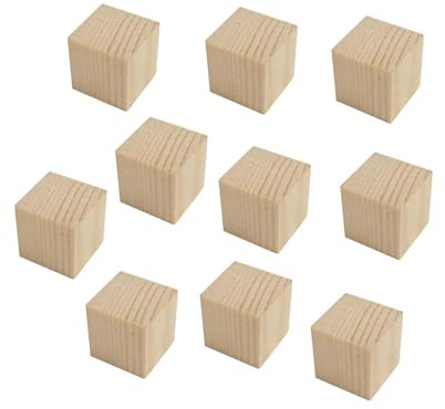 KIXZSAZ Quadratische Holzbausteine, Zählen, Basteln, DIY, unfertige Würfel, Lernerfahrung, Spaß, unfertige Würfel zum Basteln, Holzfarbe, 5x5x5cm