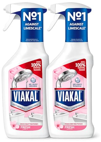 Viakal Bathroom Limescale Remover Spray FRESH ROSE, 500ml (Pack of 2) – Powerful Multi-Surface Descaler for Taps, Showers – Removes 100% Limescale & Prevents Water Marks with Anti-Droplet Technology