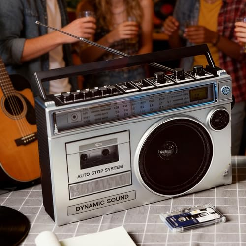 Retro Boombox CD Player - Bluetooth Kassettenspieler mit SD/USB-Eingang, klassischer 80er Jahre Stil für Familientreffen und Geschenke