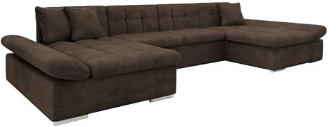 Mirjan24 Ecksofa Alia mit Regulierbare Armlehnen, 2 Bettkasten und Schlaffunktion, U-Form Eckcouch vom Hersteller, Sofa Couch Wohnlandschaft (Lumo 40)