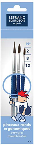 Lefranc Bourgeois - Pinceaux ergonomiques Grippy rond - Lot de 3 tailles : 2/8/12