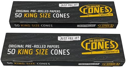 PreRolledCones 2 × 50 Smoking Papers Cones vorgerollt - King Size 109mm - mit Tip/Roach, Schwarz/Weiß , {2 × 50 Stück} || 50 Stück (2er Pack)