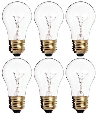 KOR (Pack of 6) 15W A15 Incandescent Appliance Bulbs – Clear Glass, E26 Medium Base, 120V – Standard Size for Ovens, Refrigerators, and Lamps