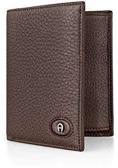 Etienne Aigner Herren Geldbörse, Schwarz, Leder, Klassisch, Zweifach gefaltet, Metallische Logo-Applikation, Foto- und Ausweisfach, 10 x 12 x 1.5 cm