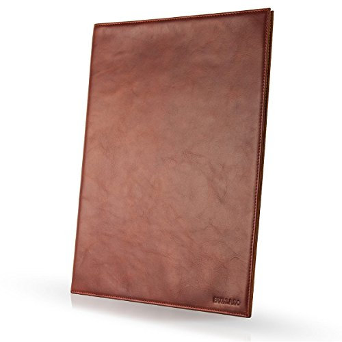 BULLAZO Documento Classic – Edle A4 Business Konferenzmappe Dokumentenmappe aus Leder an drei Seiten offen, Braun
