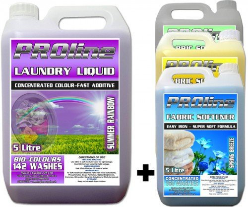 142 wash Colours Laundry Detergent 5L and 5L Sunshine Breeze Fabric Softener 160 wash Combo