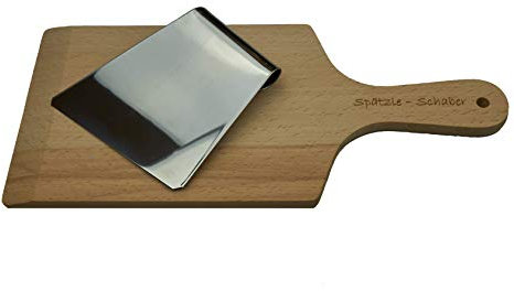 Spätzleschaber-Set: Echtholz Spätzlebrett aus Buchenholz und Spätzlehobel aus Edelstahl