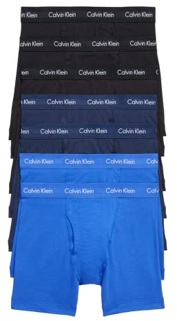 Calvin Klein Men's Cotton Stretch Megapack Boxer Briefs, Blue Multi (7 Pack), M