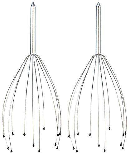 PEARL Kopfspinne: 2er Pack Kopf-Massage-Spinne Kopfmassagegerät mit Metall-Griff (Kopfkrauler, Kopfhautmassagegerät, Anti Stress)