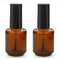 6Pcs 15ml(1/2 oz) Empty DIY Nail Polish Bottles Cylindrical Glass Bottles Vials Containers with Brush Cap for Nail Art Sample, 2pcs Mini Funnel Included, Brown