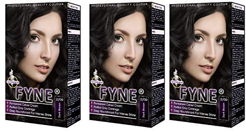 FYNE Dark Brown Permanent Hair Dye for Women – Pack of 3 - Home Hair Colour Cream with Built-in Conditioner - Gentle, Long-Lasting, Suitable for All Hair Types - Achieve Salon-Quality Results at Home