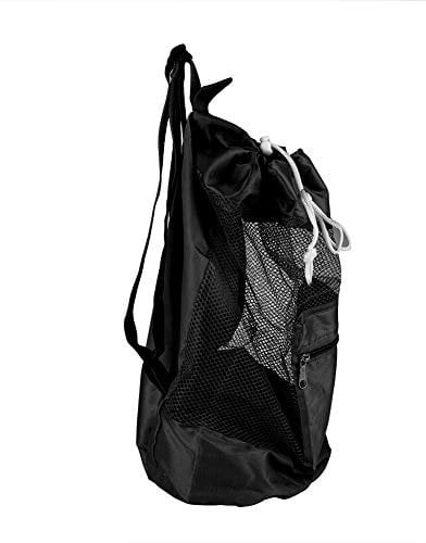 Tragbare Mesh Kordelzug Rucksack, Körbe Aufbewahrung Sommer Outdoor Strand Shell Spielzeug Aufbewahrungstasche(Schwarz)