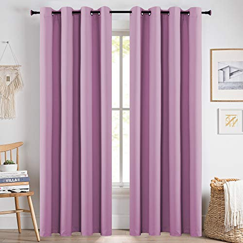 KEQIAOSUOCAI 213 cm lila Verdunkelungsvorhänge für Mädchenzimmer, 2 Stoffbahnen mit Ösen, isoliert, Sonnenschutz, Flieder, Vorhang Kinderzimmer, Schlafzimmer, Wohnzimmer, 132 x 224 (B L).
