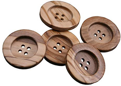 10 Stück hübsche Holz Knöpfe 4 Loch echt Olivenholz mit natürlicher Maserung Holzknopf (17mm)