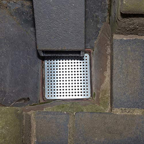 Simply Hardware® Square Drain Guard/Swirl Cover - 4 Inch up to 9 Inch Stainless Steel - Keep Drains Clear from Leaves & Debris - 5 x 5 (127mm x 127mm) - 36 Holes