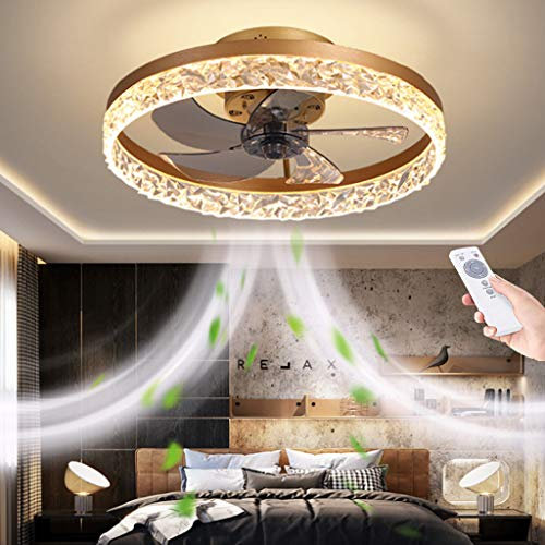 Ceiling Fan LED with Light 66W Ultra-Quiet Ceiling Fan Lighting Remote Control Dimmable Fan Ceiling Lamp Modern Invisible Fan Ceiling Lights Living Room Dining Room Fan Droplights,Gold
