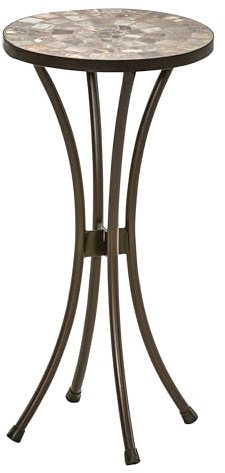 Dehner Blumenhocker Grazia, Ø 30 cm, Höhe 60 cm, Metall/Stein, mosaikoptik, grau/braun, 5 kg